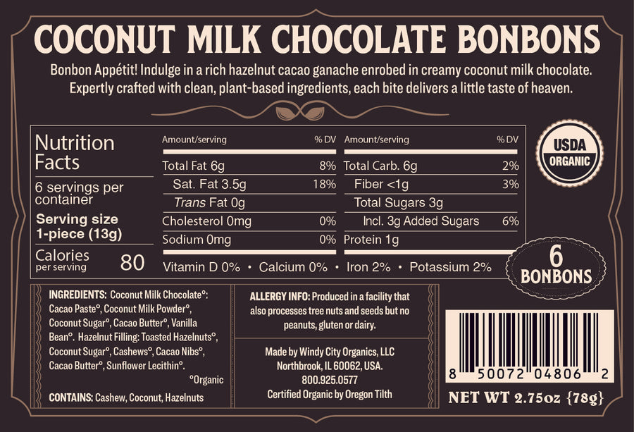 Rawmio Coconut Milk Chocolate Bonbons, 6ea